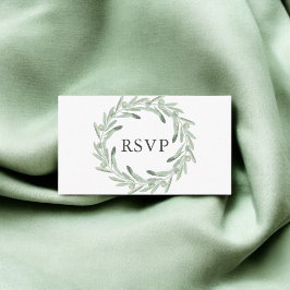 Tarjeta De Recepción Greenery Olive Wedding RSVP