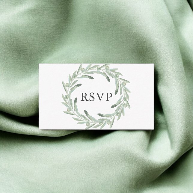 Tarjeta De Recepción Greenery Olive Wedding RSVP (Subido por el creador)