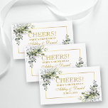 Tarjeta De Recepción Greenery Wedding Reception Gold Drink Ticket Card<br><div class="desc">Watercolor Greenery and Gold Cheers Wedding Reception Drink Ticket Card - Gold Script</div>