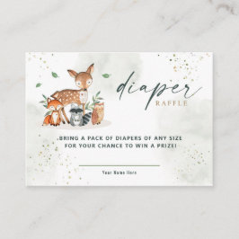 Tarjeta De Recepción Greenery Woodland Baby Shower Diaper Raffle