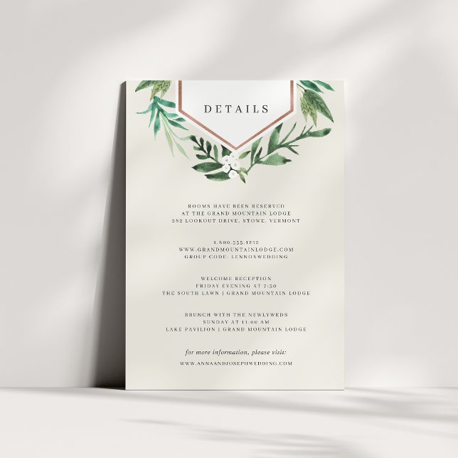 Tarjeta De Recepción Greenhouse | Detalles del Boda botánico acuarela (Subido por el creador)
