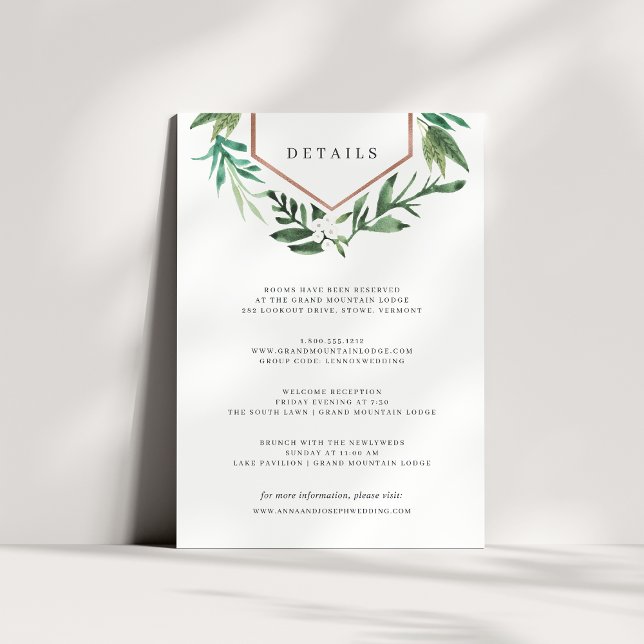 Tarjeta De Recepción Greenhouse | Detalles del Boda botánico acuarela (Subido por el creador)