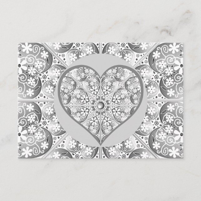 Tarjeta De Recepción Gris de encaje cerámico (Anverso)