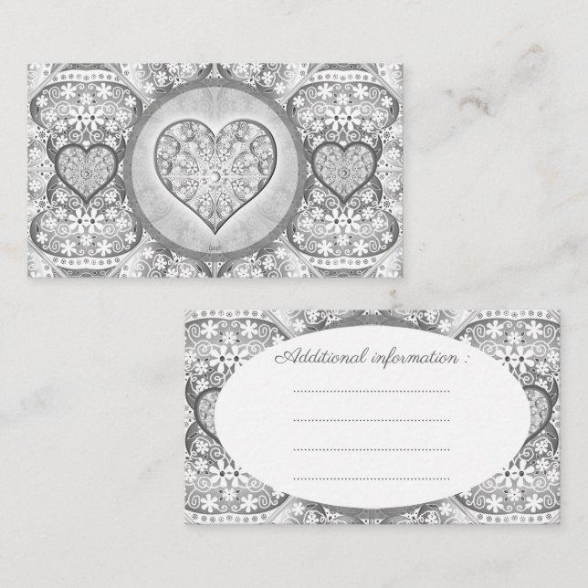 Tarjeta De Recepción Gris de encaje cerámico (Anverso / Reverso)