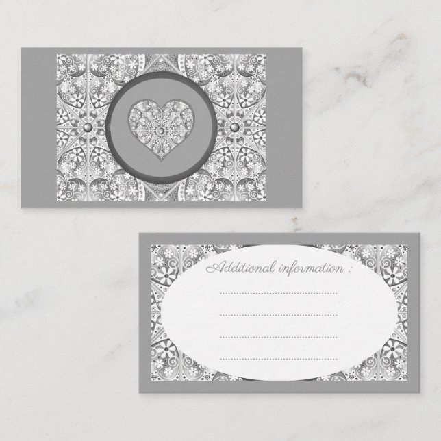 Tarjeta De Recepción Gris de encaje cerámico (Anverso / Reverso)