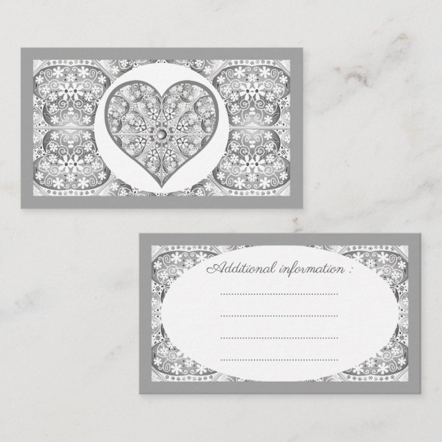 Tarjeta De Recepción Gris de encaje cerámico (Anverso / Reverso)