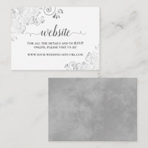 Tarjeta De Recepción Gris en blanco con Boda de encaje plateado