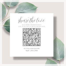 Tarjeta De Recepción Gris | White Share the Love QR Code
