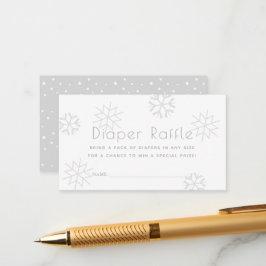 Tarjeta De Recepción Grises copos de nieve Baby Shower Diaper Raffle Ti