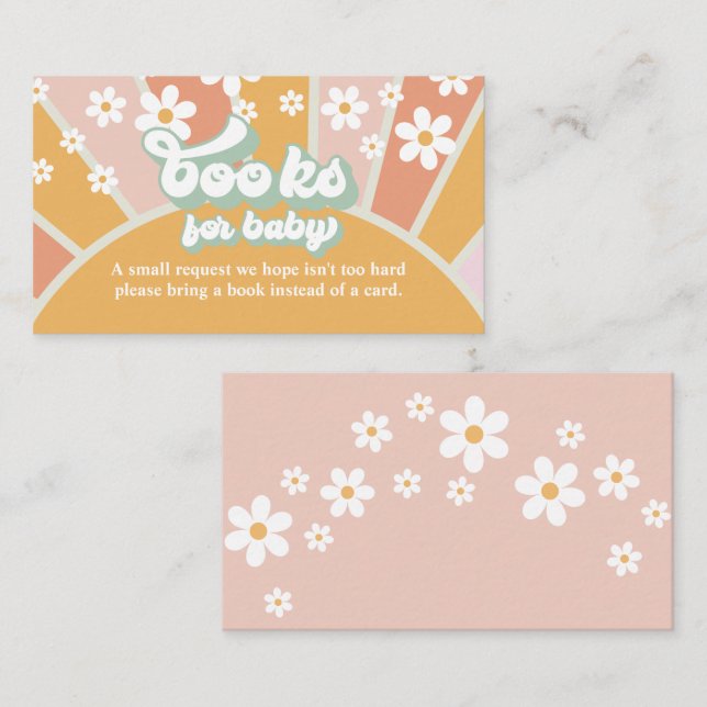 Tarjeta De Recepción Groovy Baby Retro Baby Shower Book Request Enclosu (Anverso / Reverso)