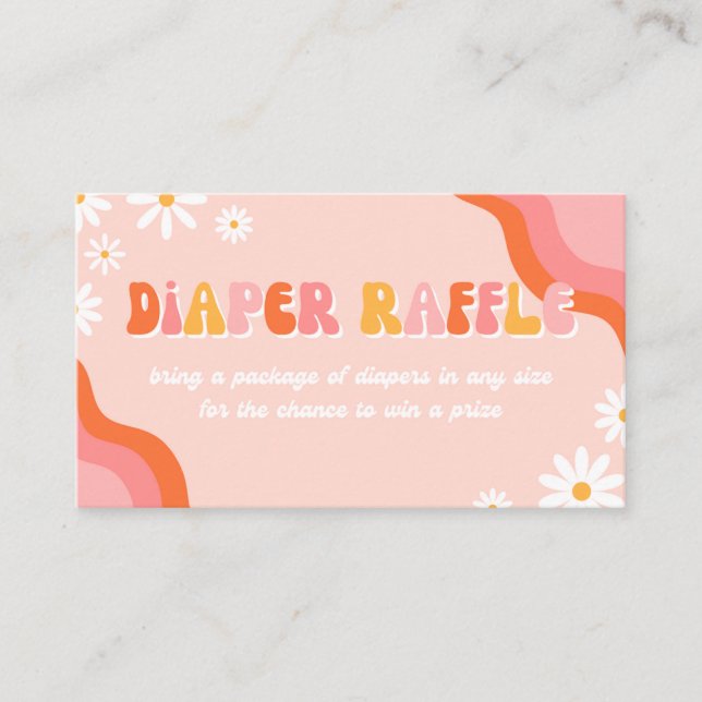 Tarjeta De Recepción Groovy Baby Shower Diaper Raffle Cards (Anverso)