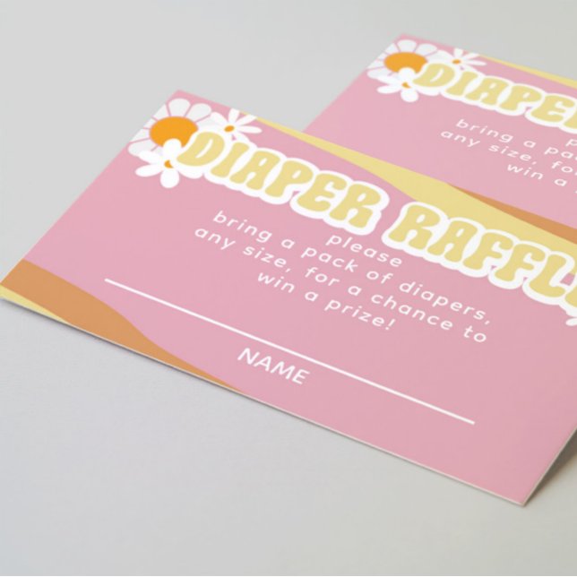 Tarjeta De Recepción Groovy Baby Shower Diaper Raffle, Vibe de los 70 (Subido por el creador)