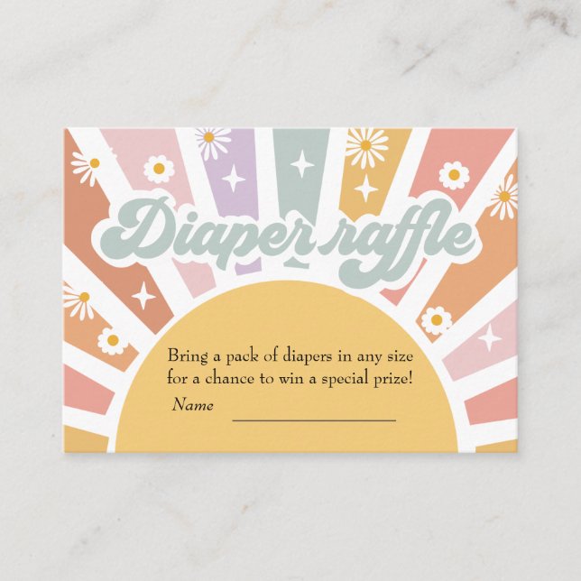 Tarjeta De Recepción Groovy Diaper Raffle (Anverso)