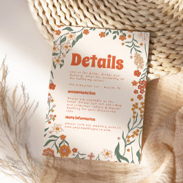 Tarjeta De Recepción Groovy Floral Vintage Retro Bodas Detrails