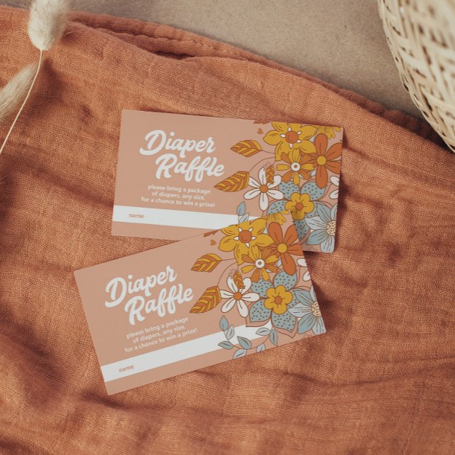 Tarjeta De Recepción Groovy Flower Retro Diaper Raffle Baby Shower (Subido por el creador)