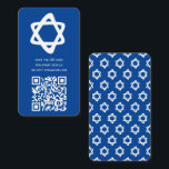 Tarjeta De Recepción Groovy Personalizado QR CODE Bar Bat Mitzvah Blue<br><div class="desc">Perfecta tarjeta de alojamiento para incluir con una invitación de bar o murciélago mitzvah! Hand hizo arte para ti con una estrella de david y patrón en la parte trasera! ¡TODO PERSONALIZABLE! Haga clic en "Personalizar" para editar el texto. Haga clic en "editar usando la herramienta de diseño" para ajustar...</div>