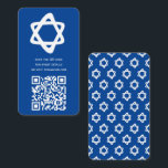 Tarjeta De Recepción Groovy Personalizado QR CODE Bar Bat Mitzvah Blue<br><div class="desc">Perfecta tarjeta de alojamiento para incluir con una invitación de bar o murciélago mitzvah! Hand hizo arte para ti con una estrella de david y patrón en la parte trasera! ¡TODO PERSONALIZABLE! Haga clic en "Personalizar" para editar el texto. Haga clic en "editar usando la herramienta de diseño" para ajustar...</div>