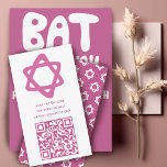 Tarjeta De Recepción Groovy Personalizado QR CODE Bar Bat Mitzvah Estre<br><div class="desc">Perfecta tarjeta de alojamiento para incluir con una invitación de bar o murciélago mitzvah! Hand hizo arte para ti con una estrella de david y patrón en la parte trasera! ¡TODO PERSONALIZABLE! Haga clic en "Personalizar" para editar el texto. Haga clic en "editar usando la herramienta de diseño" para ajustar...</div>