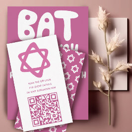 Tarjeta De Recepción Groovy Personalizado QR CODE Bar Bat Mitzvah Estre