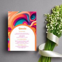 Groovy Retro Naranja detalle funky abstracto rosa