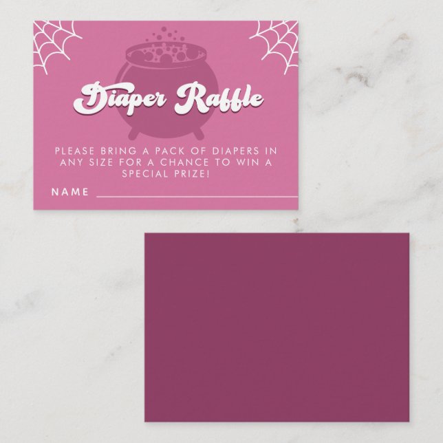 Tarjeta De Recepción Groovy Typography Halloween Chica Diaper Raffle (Anverso / Reverso)