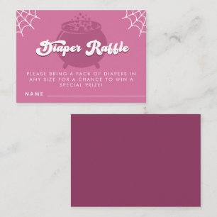 Tarjeta De Recepción Groovy Typography Halloween Chica Diaper Raffle