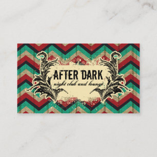 Tarjeta De Recepción Grunge Chevron Business Card Red Verde azulada Fea