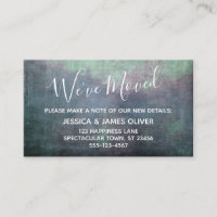 Grunge verde azul morado "nos hemos mudado"