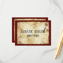 Tarjeta De Recepción Grungy Partido del Cumpleaños del Asilo Lunático