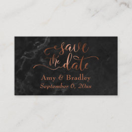 Tarjeta De Recepción Guardar la Fecha | Letra Cobre sobre Mármol Negro