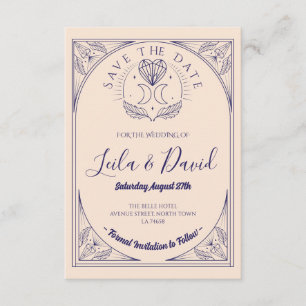 Tarjeta De Recepción Guardar La Fecha Tarot Moon Crystal Hearts Boda