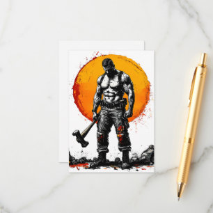 Tarjeta De Recepción guerrero bárbaro fantasía medieval fuerza hummer