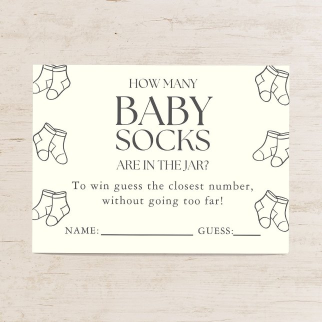 Tarjeta De Recepción Guess How Many Baby Socks Minimal Baby Shower Game (Subido por el creador)