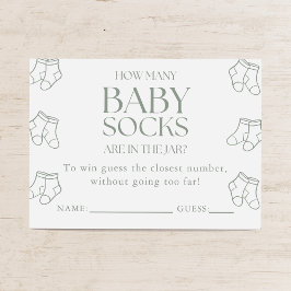 Tarjeta De Recepción Guess How Many Baby Socks Sage Baby Shower Game