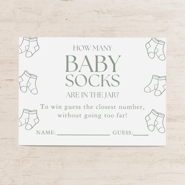 Tarjeta De Recepción Guess How Many Baby Socks Sage Baby Shower Game (Subido por el creador)