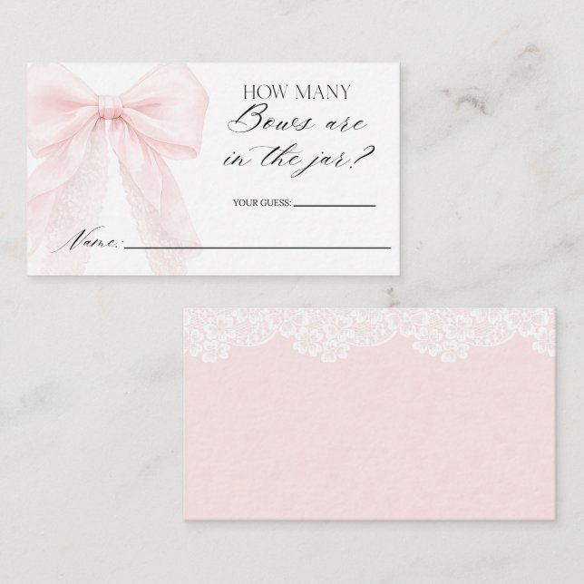 Tarjeta De Recepción guess how many bows Girl Modern Baby Shower  (Anverso / Reverso)