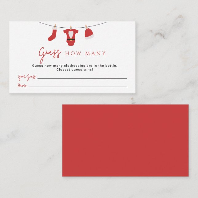 Tarjeta De Recepción Guess How Many Game Santa Baby Shower Christmas (Anverso / Reverso)