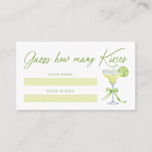 Tarjeta De Recepción Guess How Many Kisses Bridal Shower Game Card (Anverso)