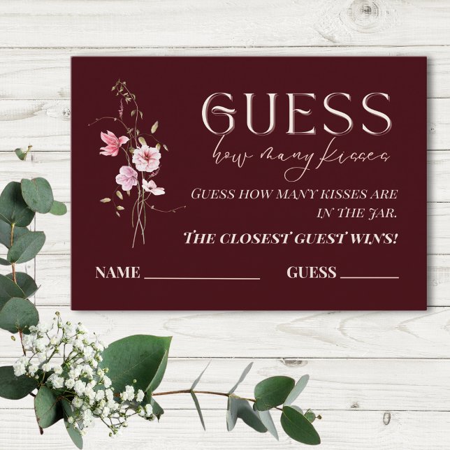 Tarjeta De Recepción Guess How Many Kisses Bridal Shower Game Card (Subido por el creador)
