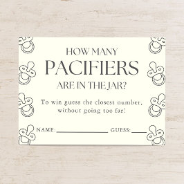 Tarjeta De Recepción Guess How Many Pacifiers Baby Shower Game