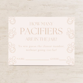 Tarjeta De Recepción Guess How Many Pacifiers Girl Baby Shower Game