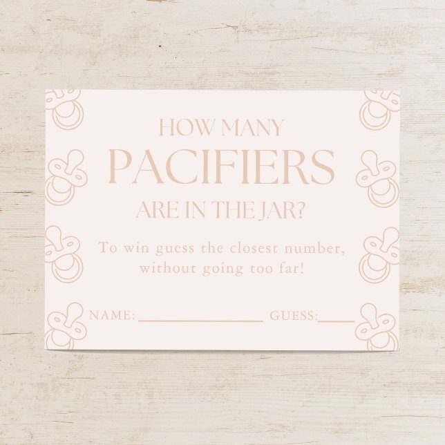 Tarjeta De Recepción Guess How Many Pacifiers Girl Baby Shower Game (Subido por el creador)