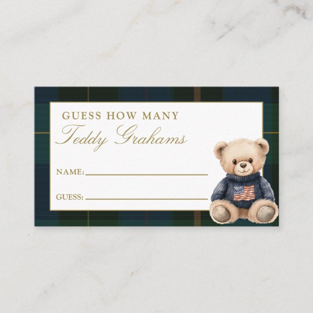 Tarjeta De Recepción Guess How Many Teddy Grahams Baby Shower Game (Anverso)