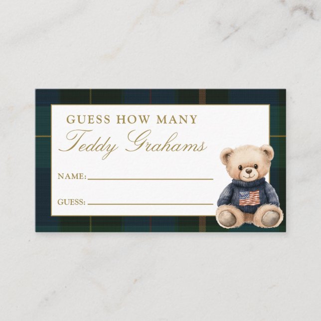 Tarjeta De Recepción Guess How Many Teddy Grahams Baby Shower Game (Anverso)