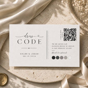 Tarjeta De Recepción Guía de color de boda Minimalista de Corbata Negra