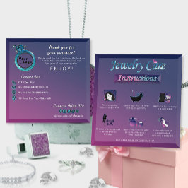 Tarjeta De Recepción Guía de cuidado de joyas de degradado azul oscuro