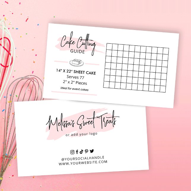 Tarjeta De Recepción Guía de servicio de tarta de 14x22" 2x2 partes (14x22 inch rectangle cake cutting guide, perfect to add to your cake boxes)