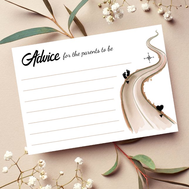 Tarjeta De Recepción Guía de socios a padres Guía de Baby Shower Consej (Partners to Parents Roadmap Baby Shower Advice Enclosure Card
)