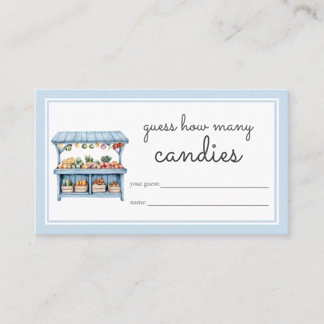 Tarjeta De Recepción Guidance Game Blue Farmers Market Baby Shower (Anverso)