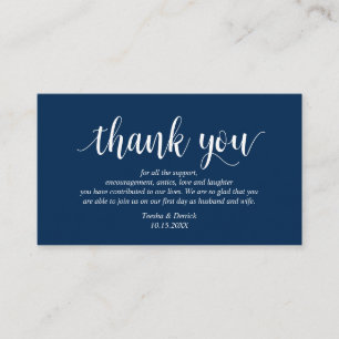 Tarjeta De Recepción Guión azul de la marina rusa moderna, Boda Gracias
